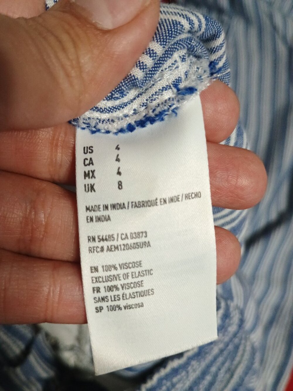 American Eagle Size 4 Blue White Striped Strapless Wide-Leg Jumpsuit - Picture 11 of 11